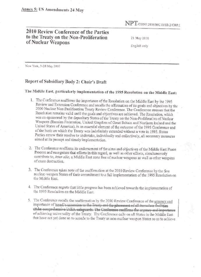 US ammendments to Subsidiary Body II Chair's Report